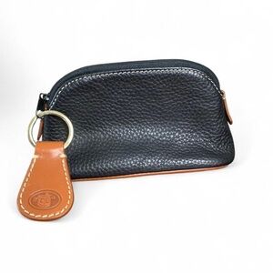 Rare Vintage Dooney & Bourke AWL Black Pebble Leather Pouch w/ Key Fob